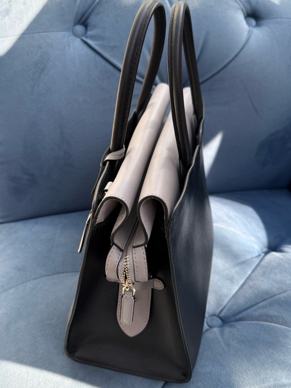 Kate Spade Black & Grey Two-Tone Structured Satchel - Picture 3 of 6